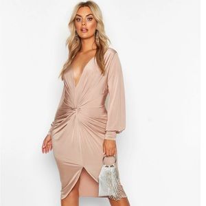 Twisted front plunge dress